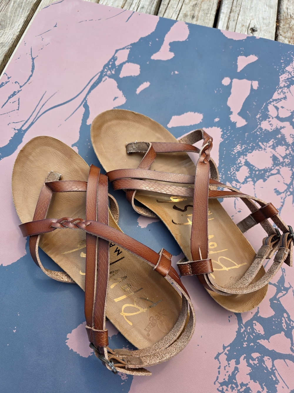 Brown Braided Leather Strappy Sandals | Size 7